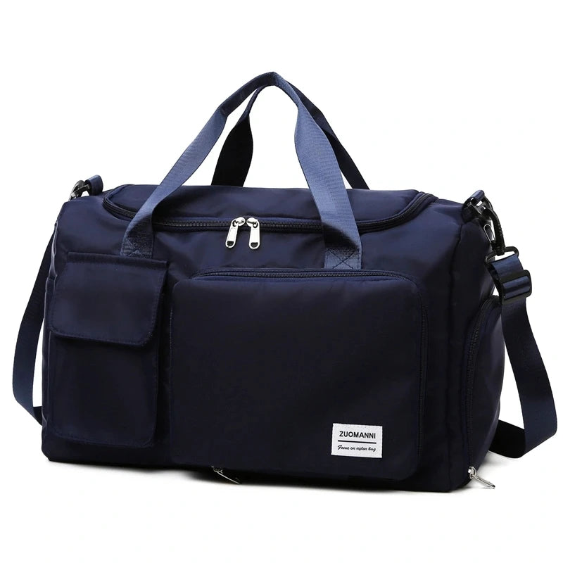 Lavender FanzyMarket carry-on weekender duffel bag with shoe compartment and wet/dry pocket for women, 35L travel overnight bag.