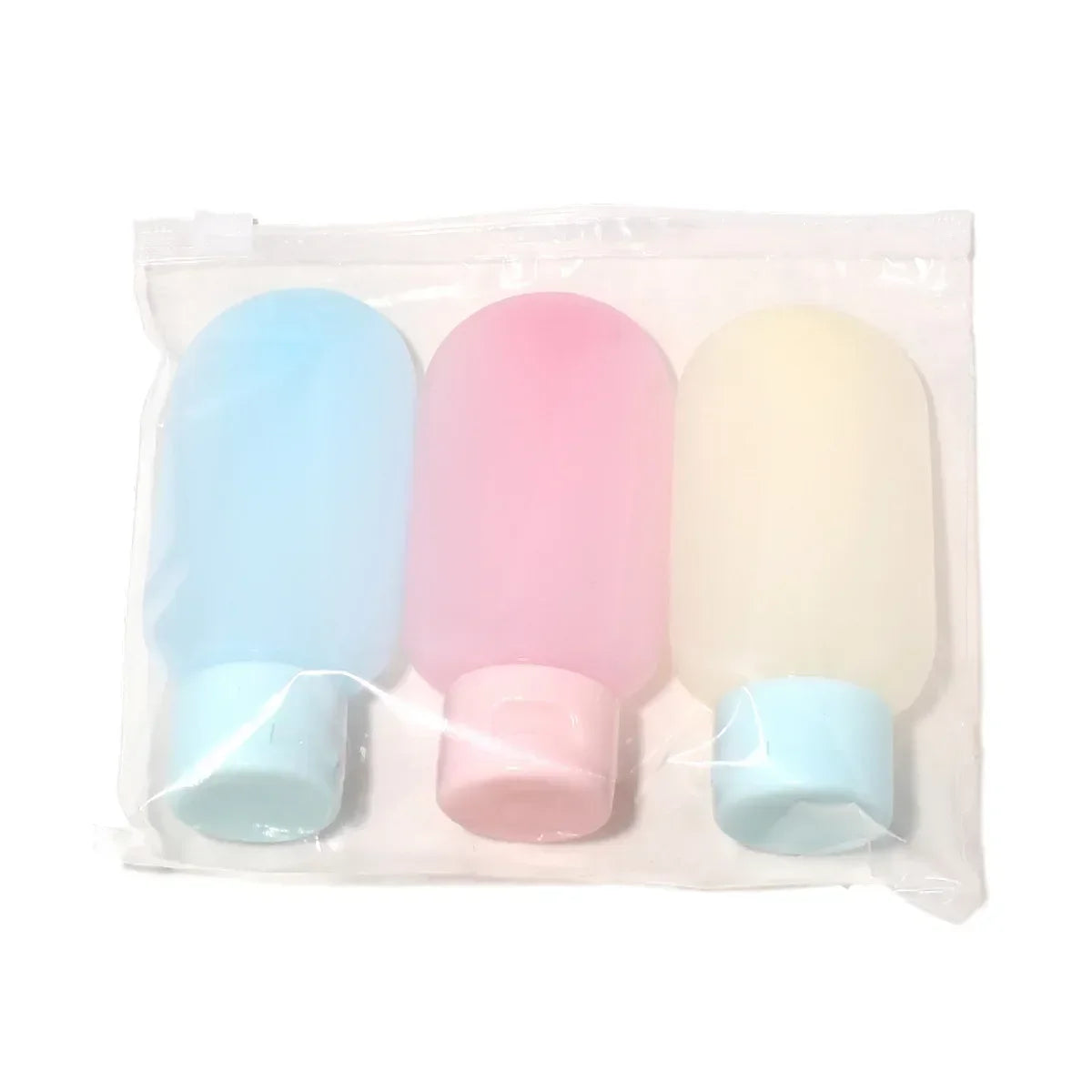 FanzyMarket refillable silicone travel bottles set with 30ml and 60ml soft squeeze containers for shampoo and lotion.