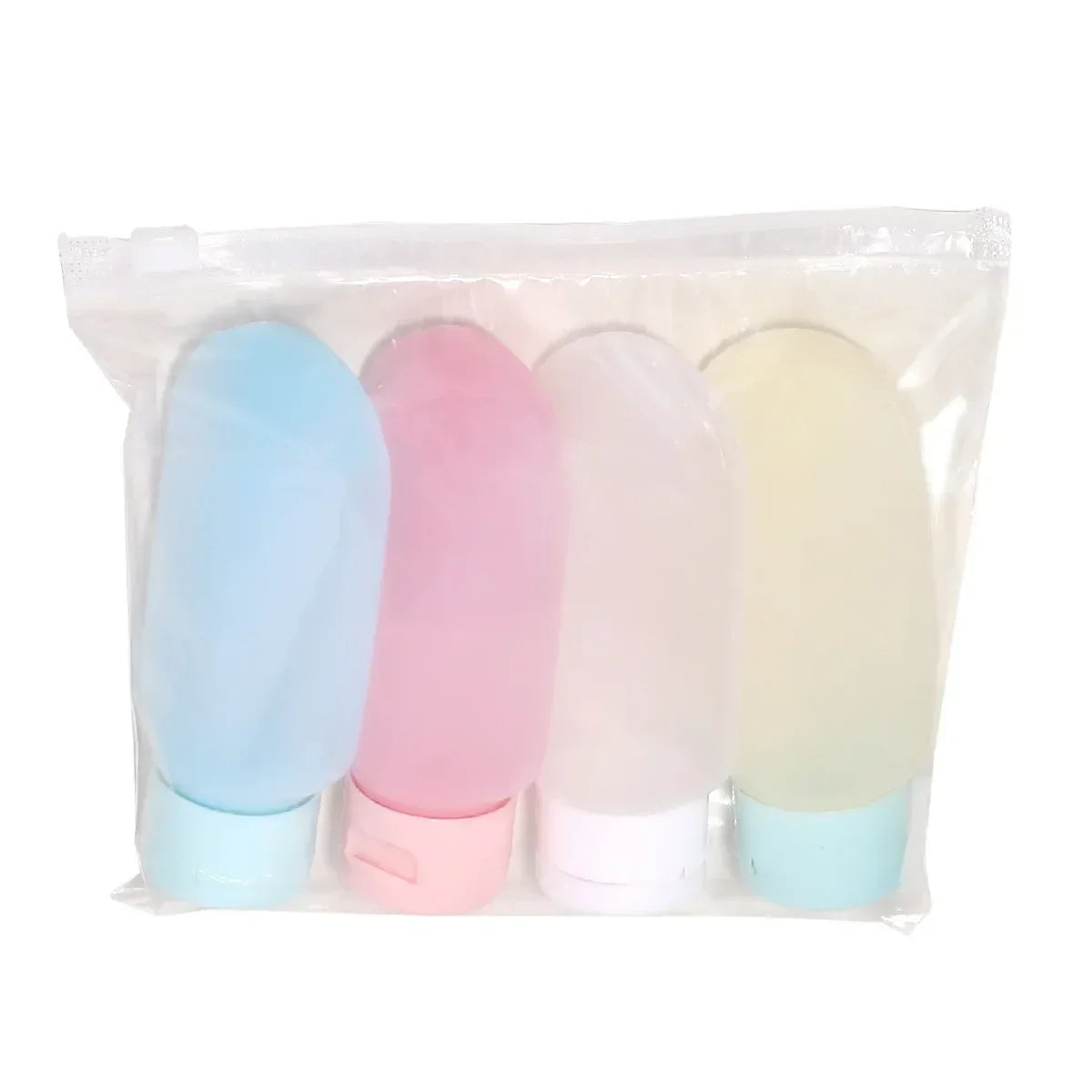 FanzyMarket refillable silicone travel bottles set with 30ml and 60ml soft squeeze containers for shampoo and lotion.