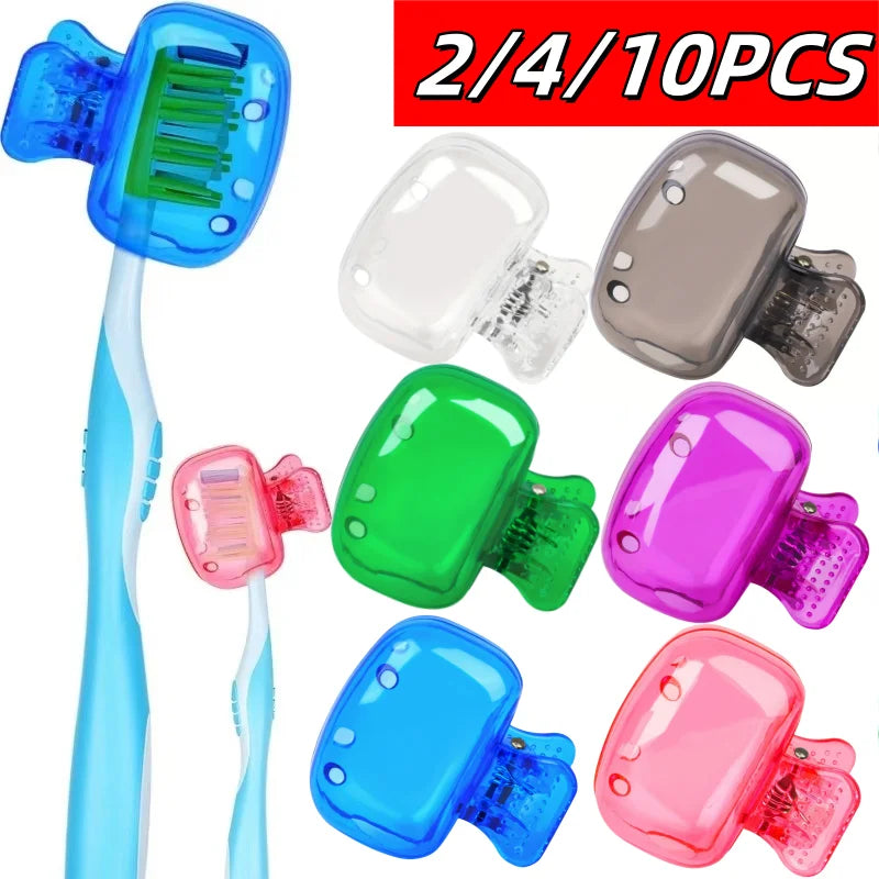 FanzyMarket travel toothbrush head covers in assorted colors, protective plastic caps for toothbrushes, 2, 4, or 10-pack.