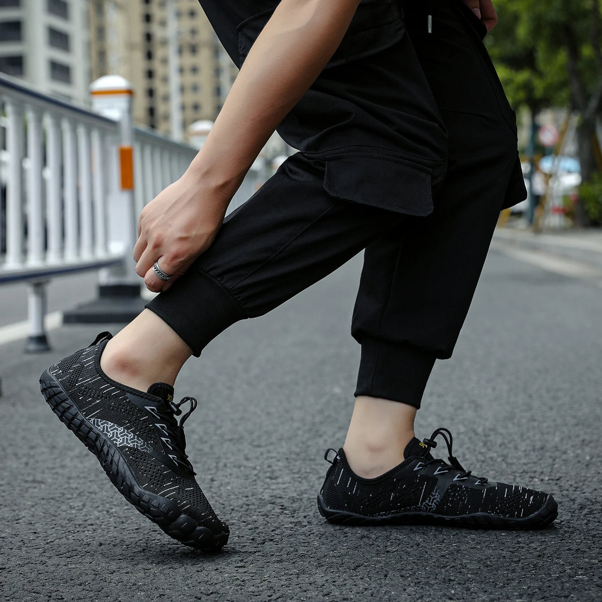 Men's breathable cotton lace-up casual shoes by FanzyMarket with lightweight EVA sole, suitable for spring and autumn.