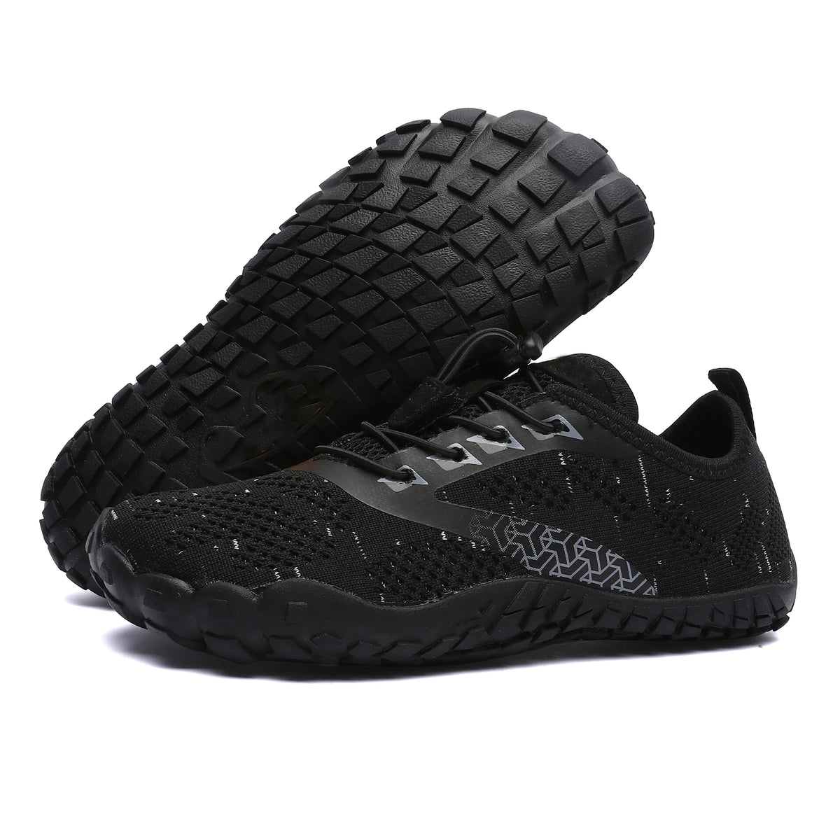 Black men's breathable cotton lace-up casual shoes with lightweight EVA soles, designed for spring and autumn comfort.