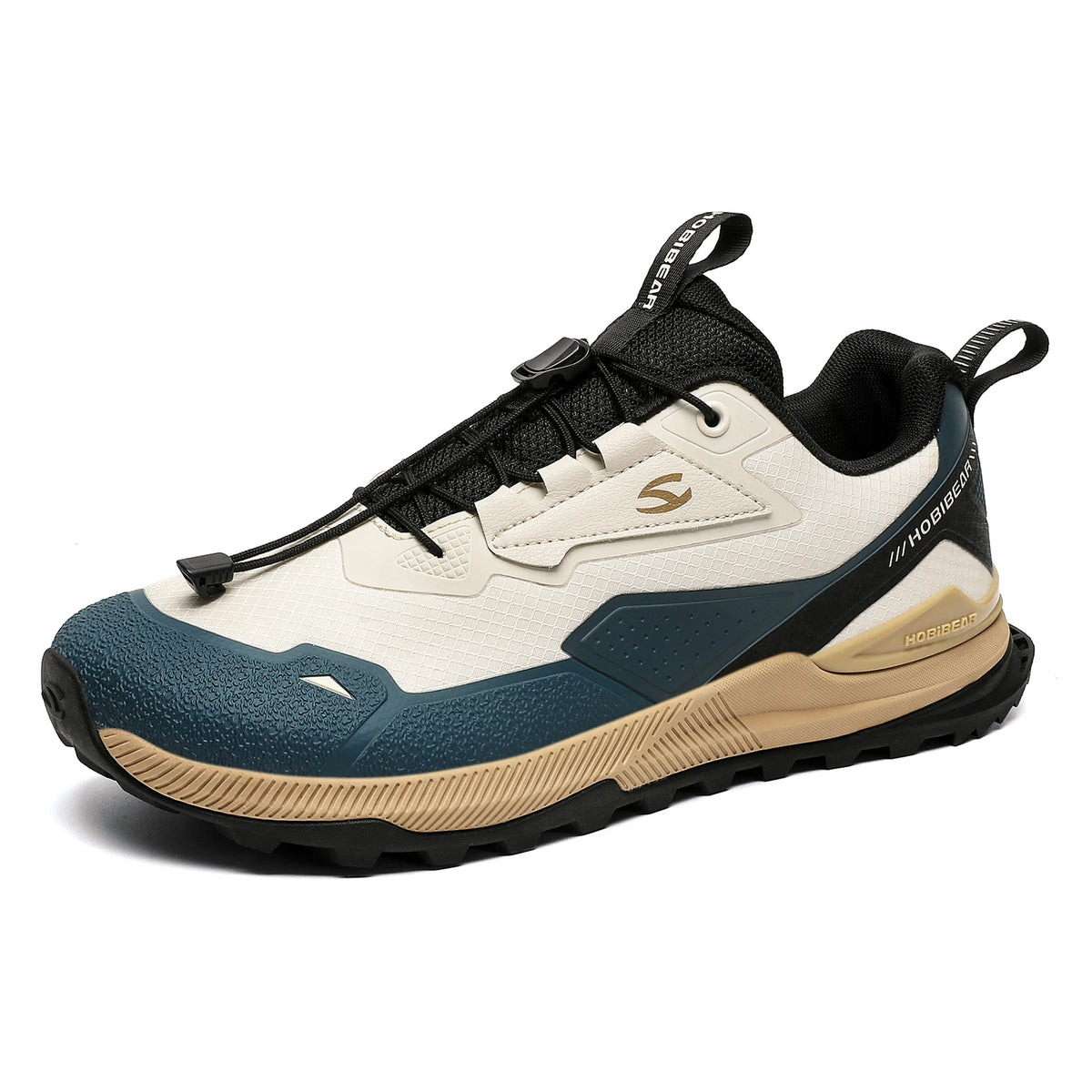 FanzyMarket black elastic band hiking shoes with slip-resistant soles, designed for men and women outdoor walking and running.