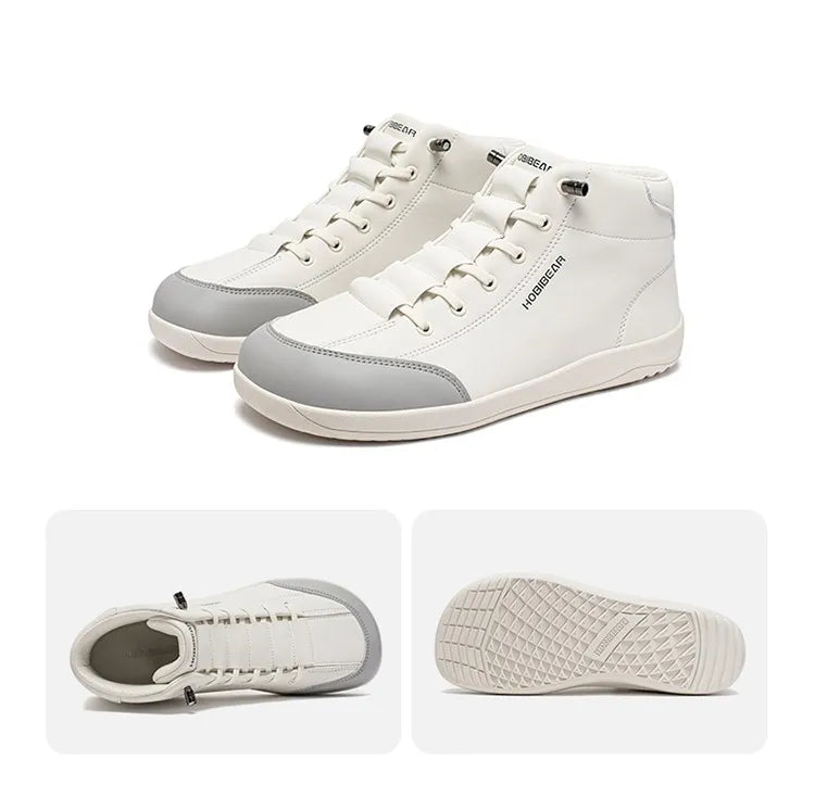 FanzyMarket green mid-top barefoot ankle boots with wide toe, zero-drop design, non-slip artificial leather shoes.