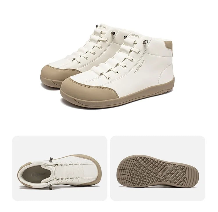 FanzyMarket green mid-top barefoot ankle boots with wide toe, zero-drop design, non-slip artificial leather shoes for casual wear.
