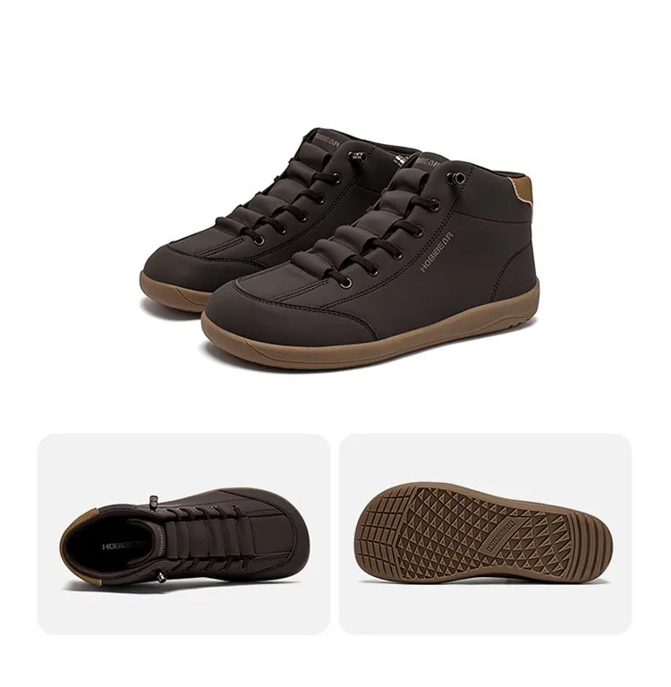 FanzyMarket green mid-top barefoot ankle boots with wide toe, zero-drop design, non-slip artificial leather shoes, suitable for casual wear.