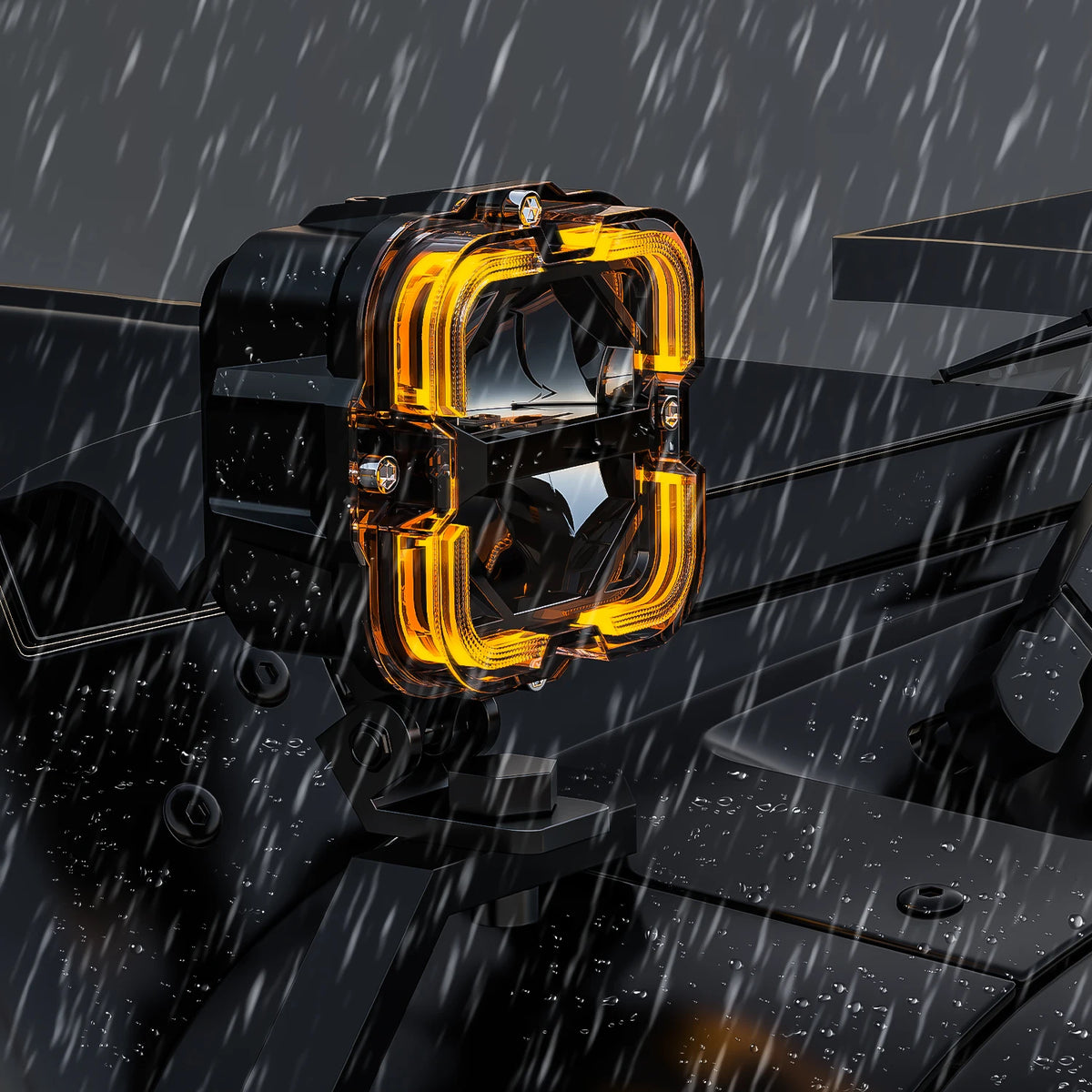 FanzyMarket 60W LED work light bar with white and amber DRL for off-road trucks, SUVs, ATVs, and motorcycles, 12V to 32V.