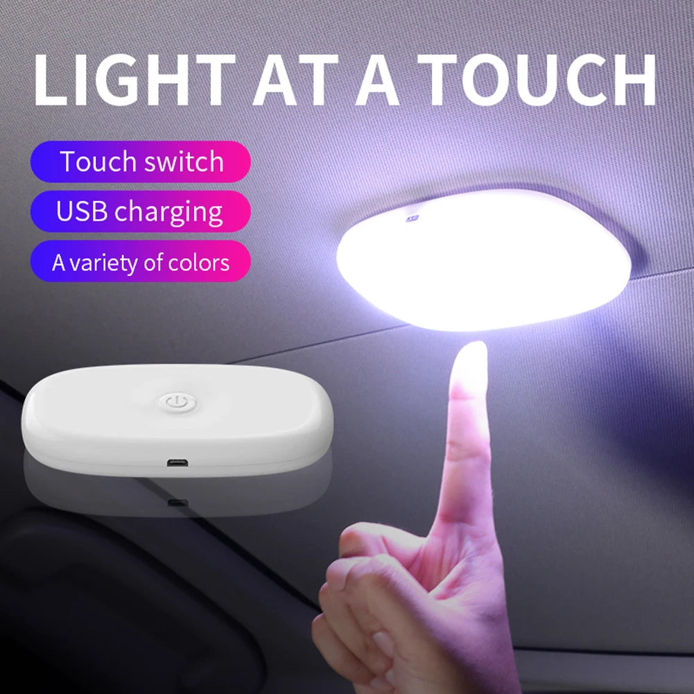 FanzyMarket USB rechargeable LED car reading light with magnetic mount, color-changing interior lighting for cars and RVs.