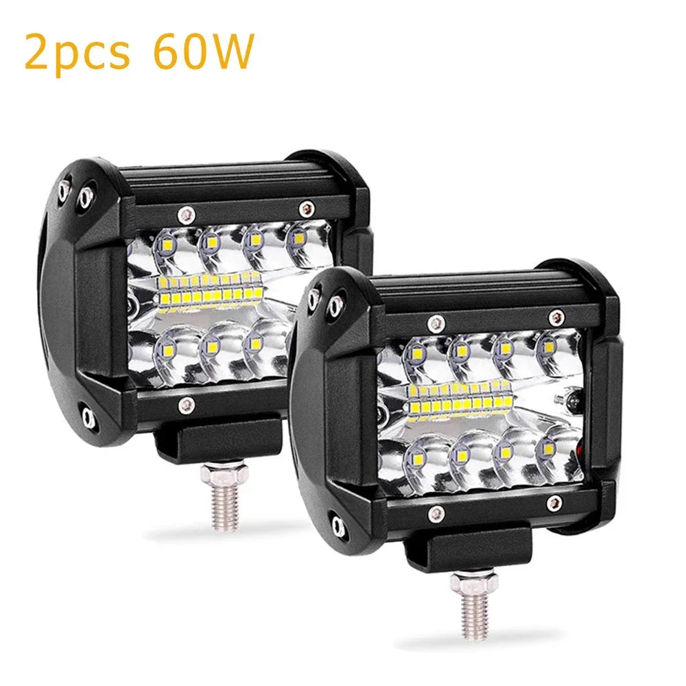 FanzyMarket LED work light bars, 4in and 7in combo spot, flood, fog lamps for 4x4 trucks, ATVs, UTVs, off-road vehicles.