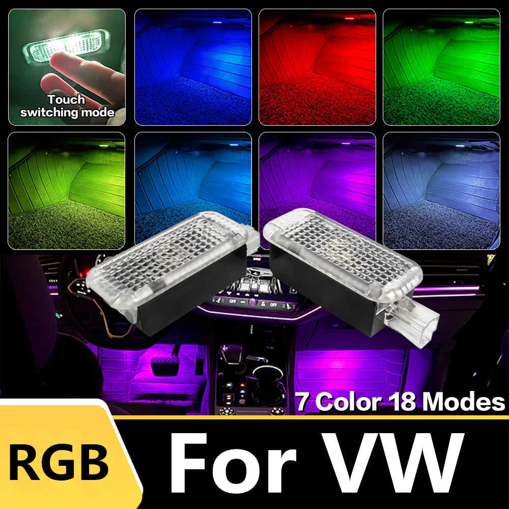 FanzyMarket LED RGB car footwell ambient light strip inside a vehicle, decorative interior atmosphere lamp for Golf, Passat, Jetta, Tiguan.