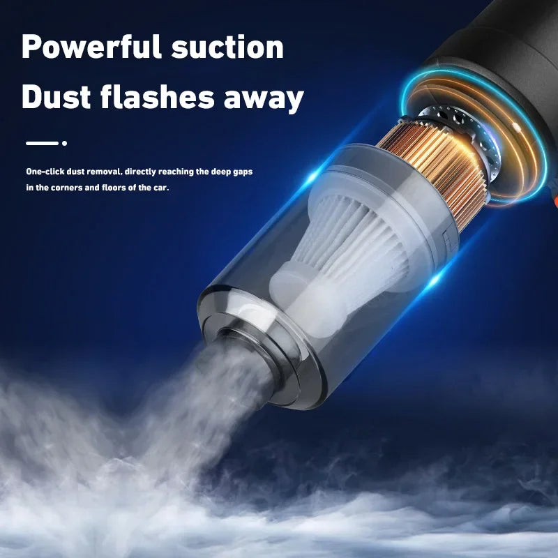 FanzyMarket cordless handheld car vacuum cleaner with strong 690000Pa suction, 120W power, portable design for auto cleaning.