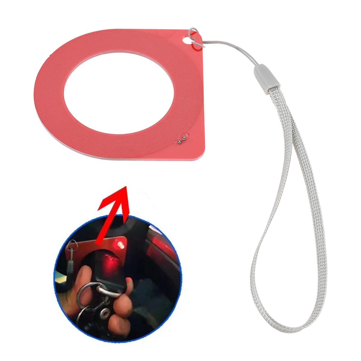 FanzyMarket Universal ECU Coil Tester for car key chips and immobilizers, showing the compact inspection tool with connectors.