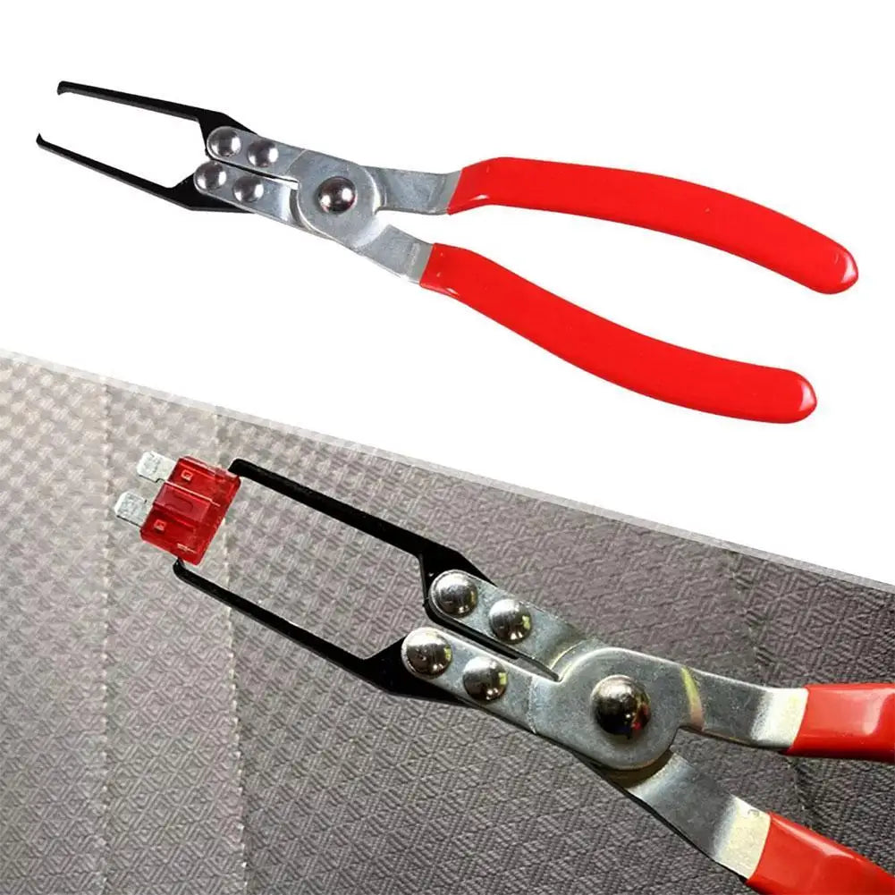 Red FanzyMarket automotive relay removal pliers for car fuse and electrical component removal, designed for automotive electrical repairs.