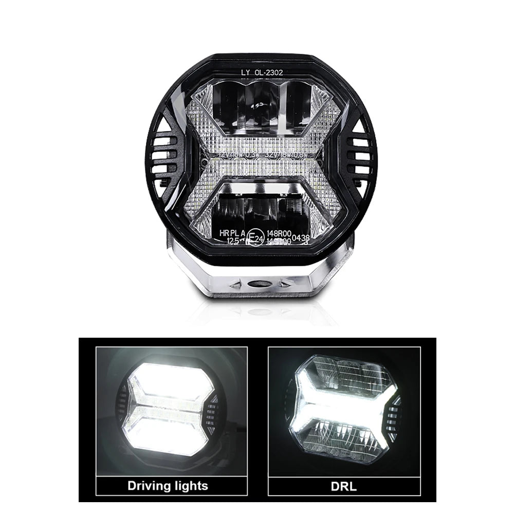 FanzyMarket 4-inch amber LED work light with spot beam, ideal for off-road vehicles, trucks, SUVs, ATVs, boats, and tractors.