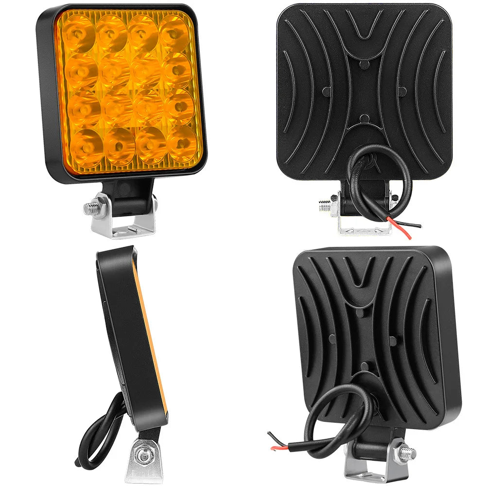 FanzyMarket 48W 12V LED work light with 1200 lumens, spot beam, IP65 off-road light for Jeep, truck, SUV, and ATV.
