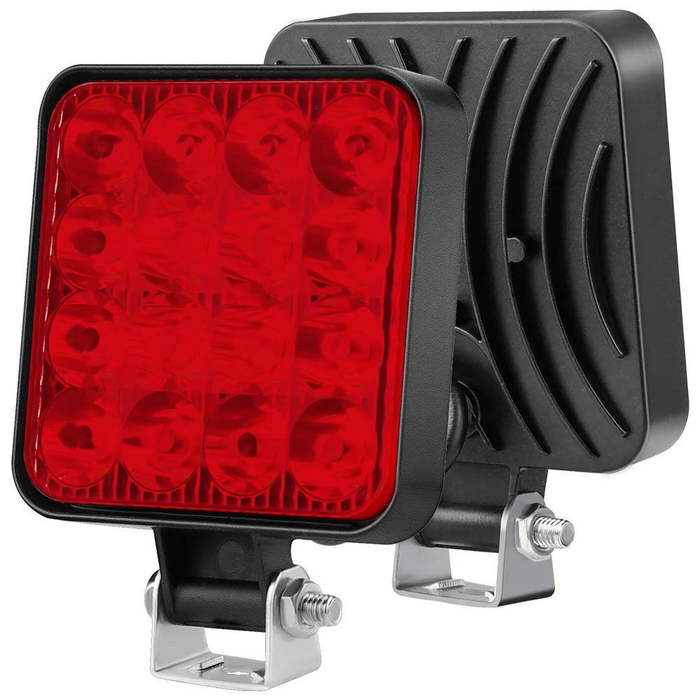 Yellow 48W 12V LED work light with 1200 lumens spot beam, IP65 off-road light for Jeep, truck, SUV, ATV by FanzyMarket.