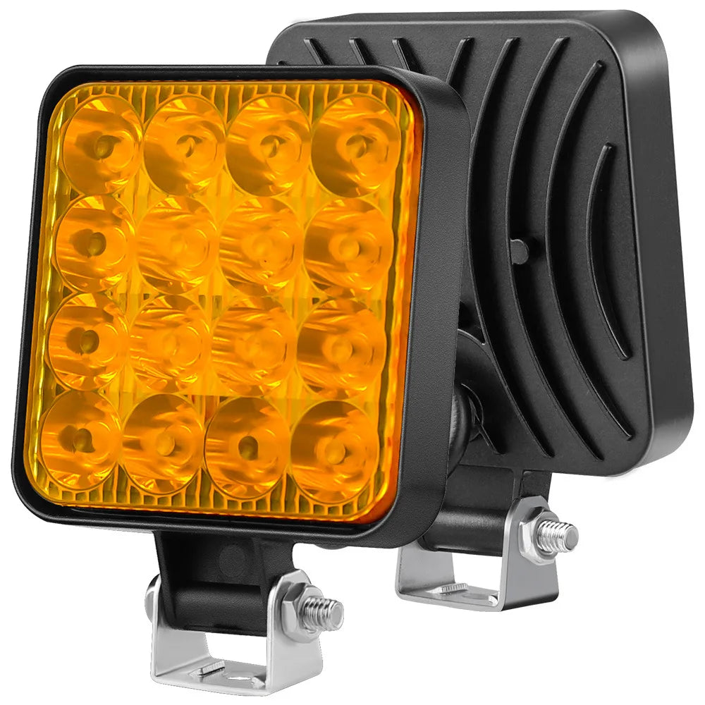 FanzyMarket 48W 12V LED work light with 1200 lumens, spot beam, IP65 waterproof for off-road Jeep, truck, SUV, ATV use.