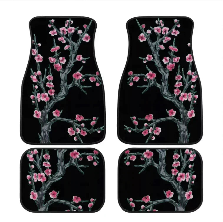 FanzyMarket Great Wave Off Kanagawa 4-piece all-weather car floor mats for SUVs, sedans, trucks with universal fit and wave artwork design.