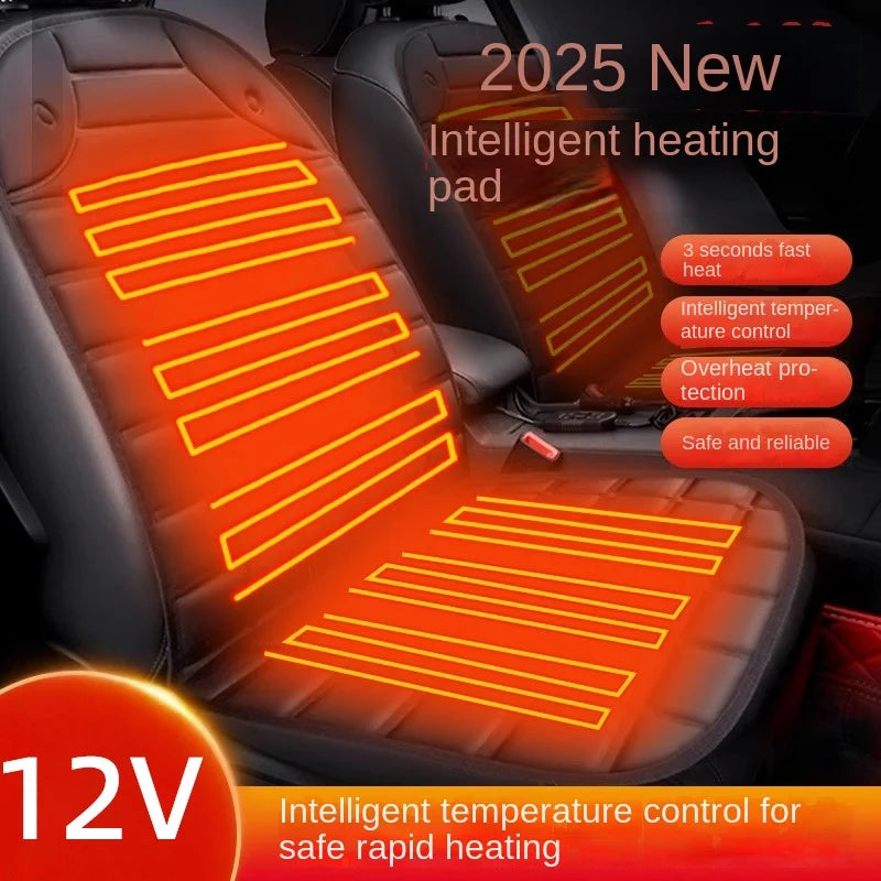 FanzyMarket 12V car heated seat cushion, black electric winter seat cover, quick-heating, 94x46.5 cm for automotive interior comfort.