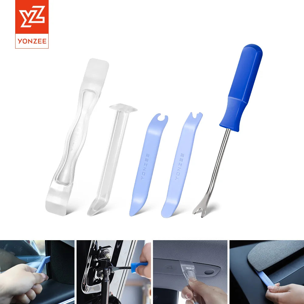 FanzyMarket 5-piece car trim removal tool kit with panel and door clip pry tools for auto interior panel removal.