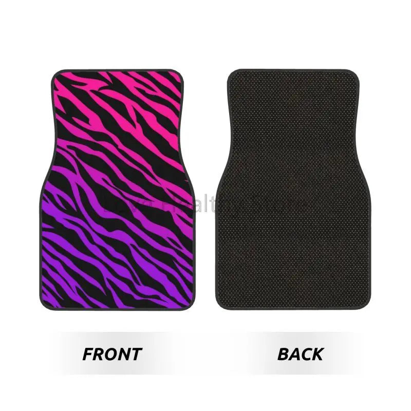 Zebra stripe car floor mats by FanzyMarket, 4-piece set, non-slip all-weather mats for sedans and SUVs interior protection.