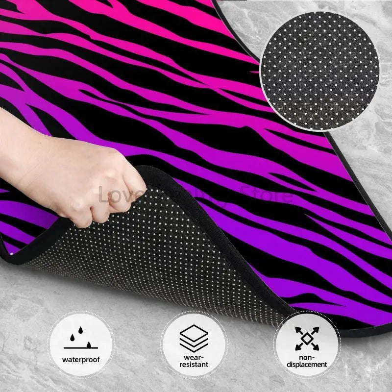 Zebra stripe car floor mats, 4-piece set, non-slip all-weather universal mats for sedans and SUVs by FanzyMarket.