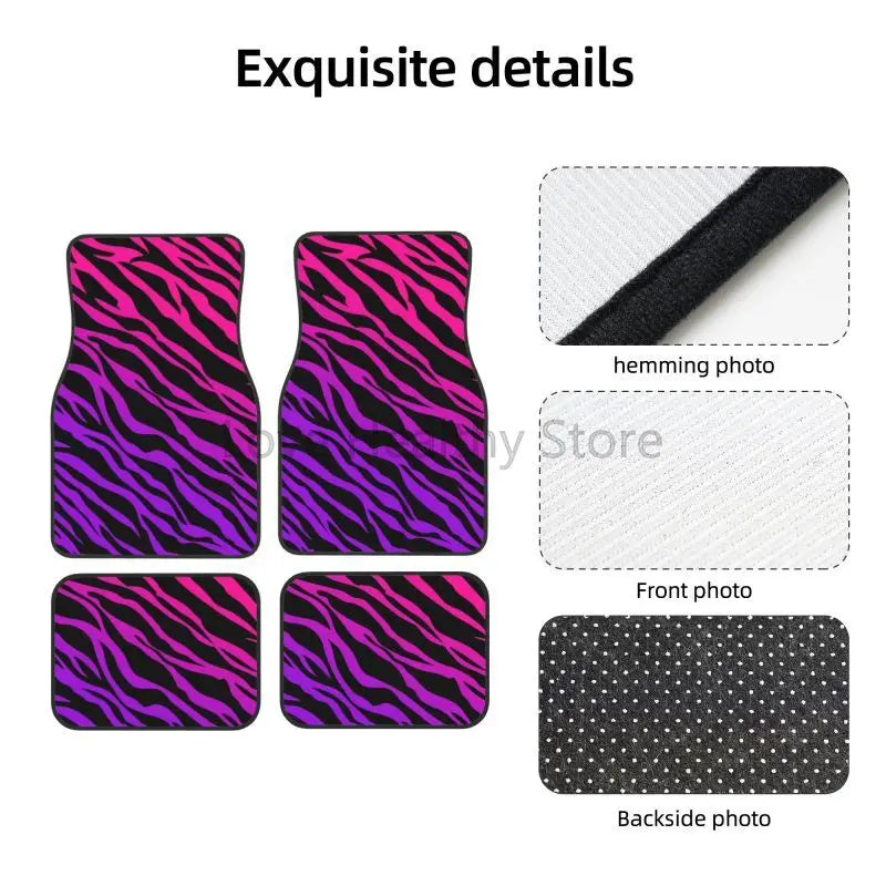 Zebra stripe car floor mats 4-piece set by FanzyMarket, non-slip all-weather universal mats for sedan and SUV interior.