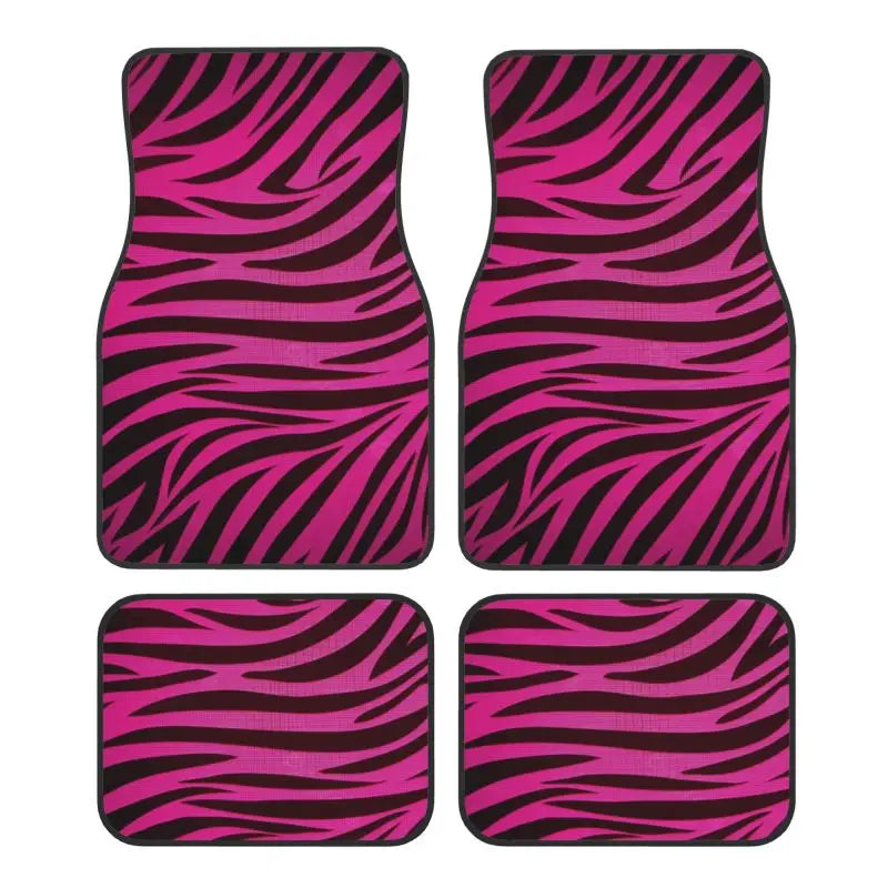 Zebra stripe 4-piece car floor mats by FanzyMarket, non-slip all-weather universal mats for sedan and SUV interiors.