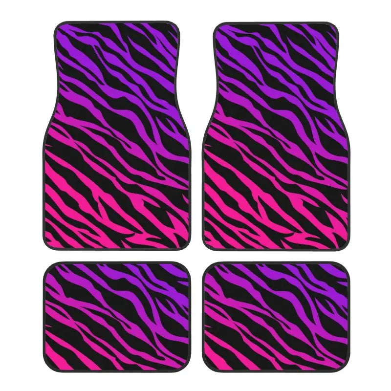 Zebra stripe car floor mats 4-piece set for sedan and SUV, non-slip all-weather universal mats by FanzyMarket.