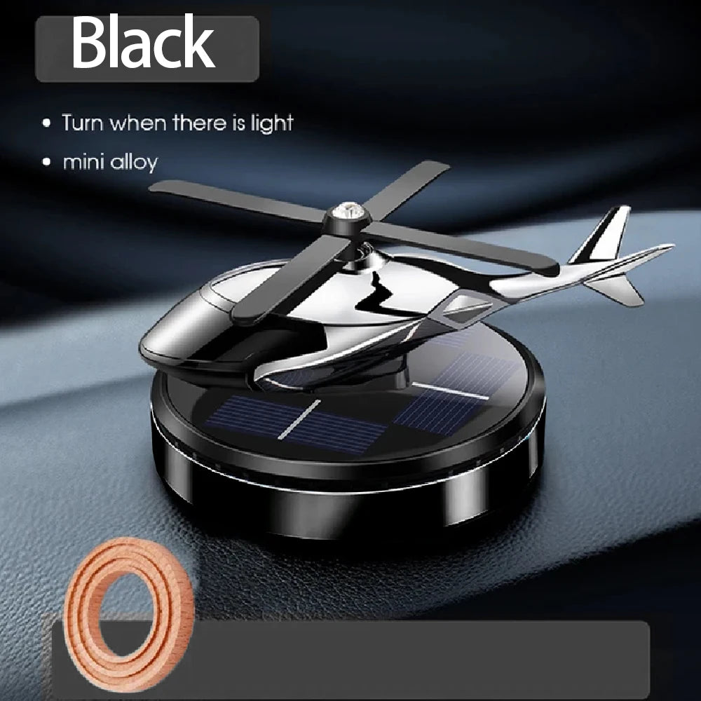 FanzyMarket solar helicopter propeller car air freshener and aromatherapy diffuser for vehicle interior decoration.