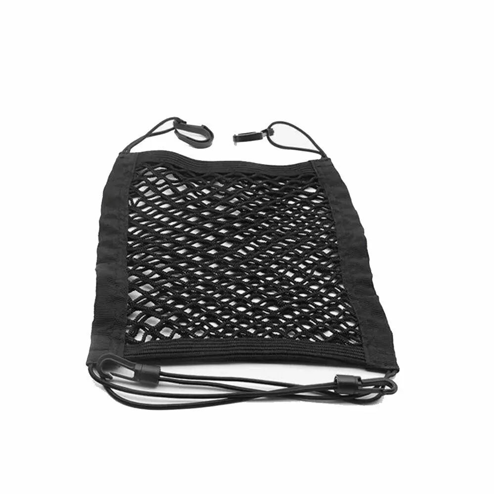 FanzyMarket car seat back mesh storage organizer with elastic pocket, black, 30x23 cm, for car interior organization and phone storage