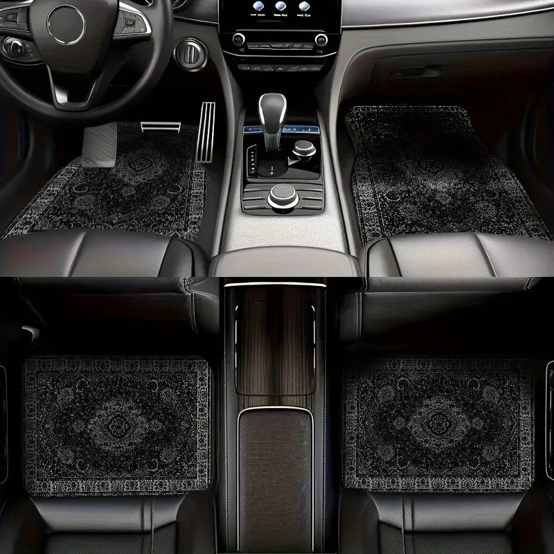 FanzyMarket bandana print rectangular car floor mats made of synthetic fiber for auto interior protection and style.