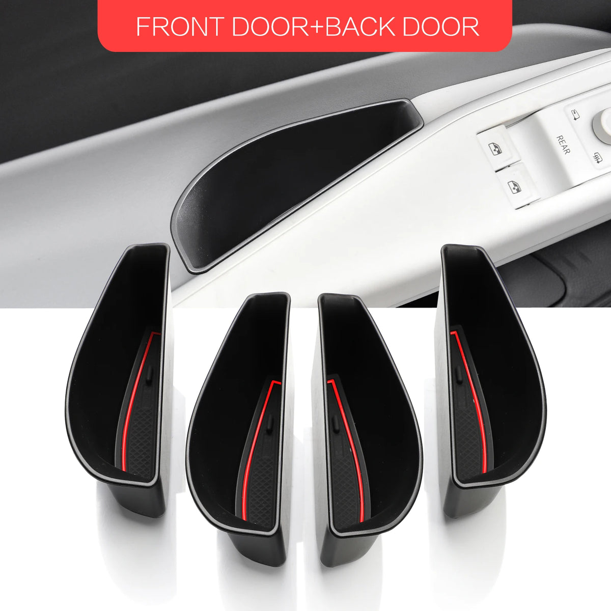 FanzyMarket car door handle storage trays for VW ID.4, set of 2 or 4, fits front and rear armrests for organized interior storage.