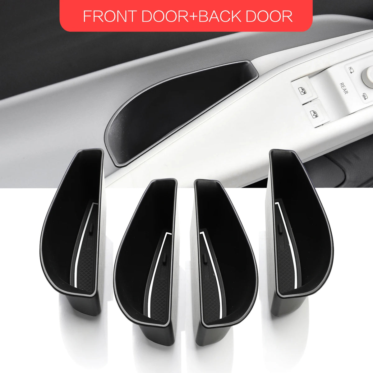 FanzyMarket car door handle storage tray organizer for VW ID.4, 2-piece front or 4-piece set for front and rear door armrests.