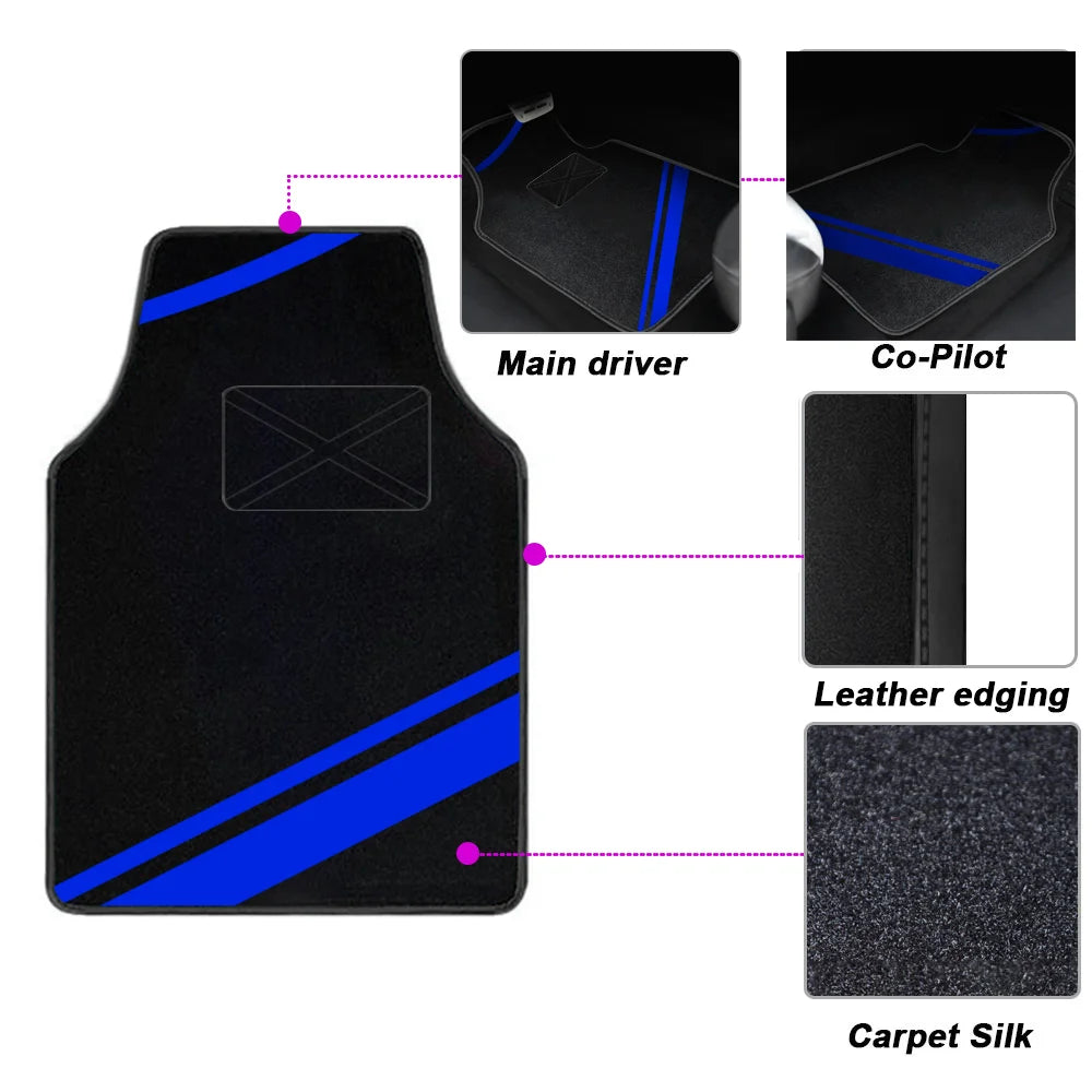 FanzyMarket 4-piece car floor mats set with suede-style synthetic carpet, anti-slip backing, designed for cars, SUVs, and vans.