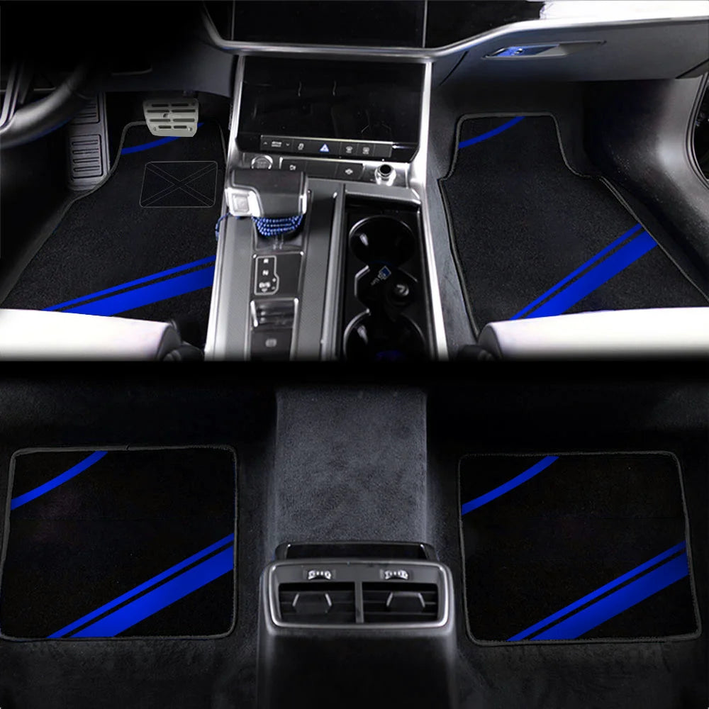 FanzyMarket 4-piece universal car floor mats set with suede-style synthetic carpet for cars, SUVs, and vans, anti-slip and easy to clean.