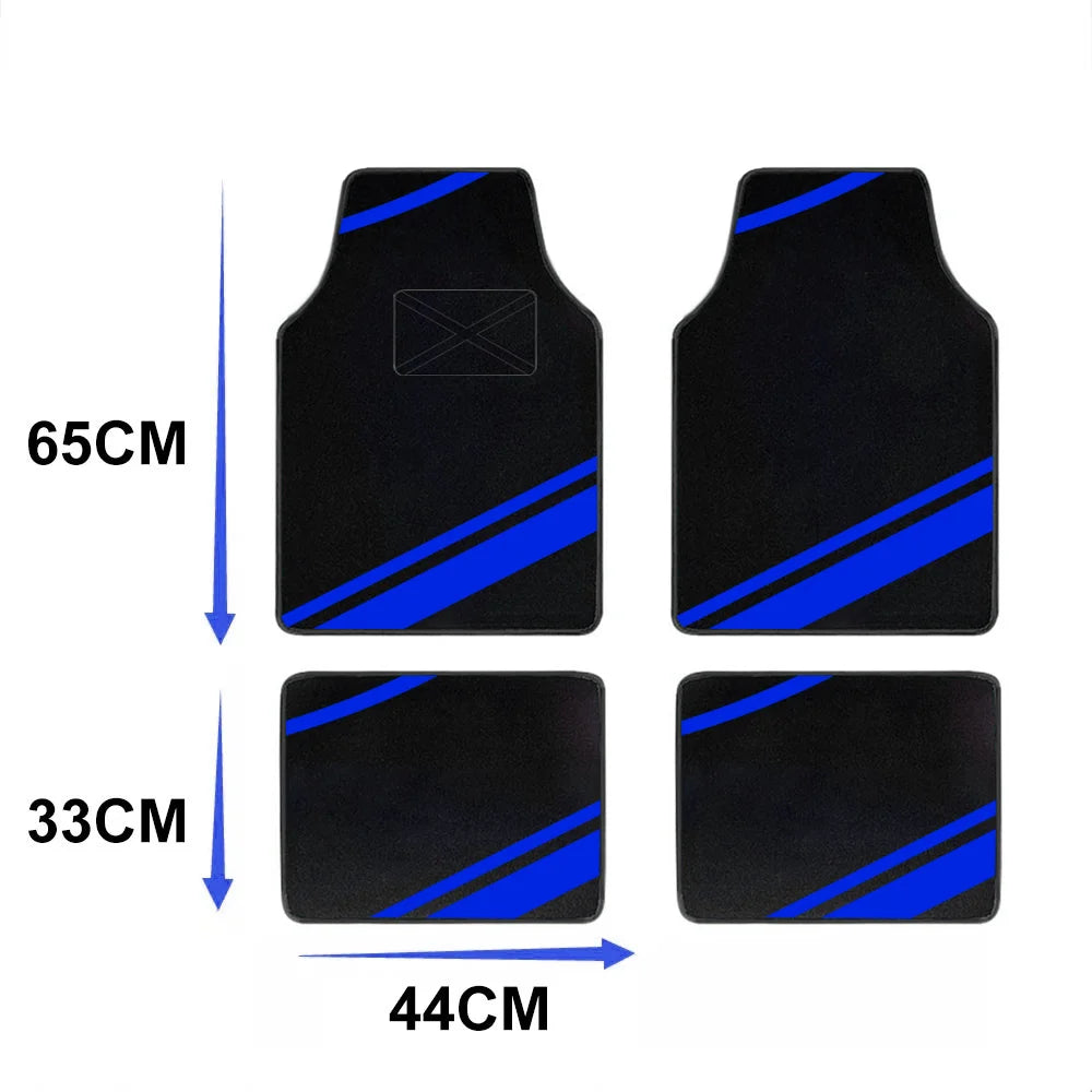 FanzyMarket 4-piece suede-style car floor mats set for cars, SUVs, and vans, featuring anti-slip and easy-clean synthetic carpet liners.