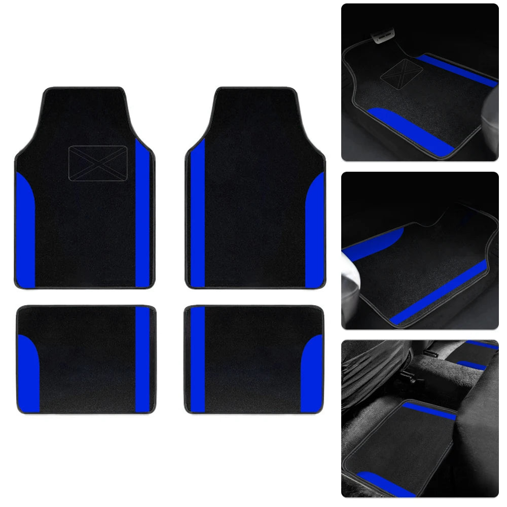 FanzyMarket 4-piece suede-style car floor mats set with anti-slip backing, designed for cars, SUVs, and vans, easy to clean.