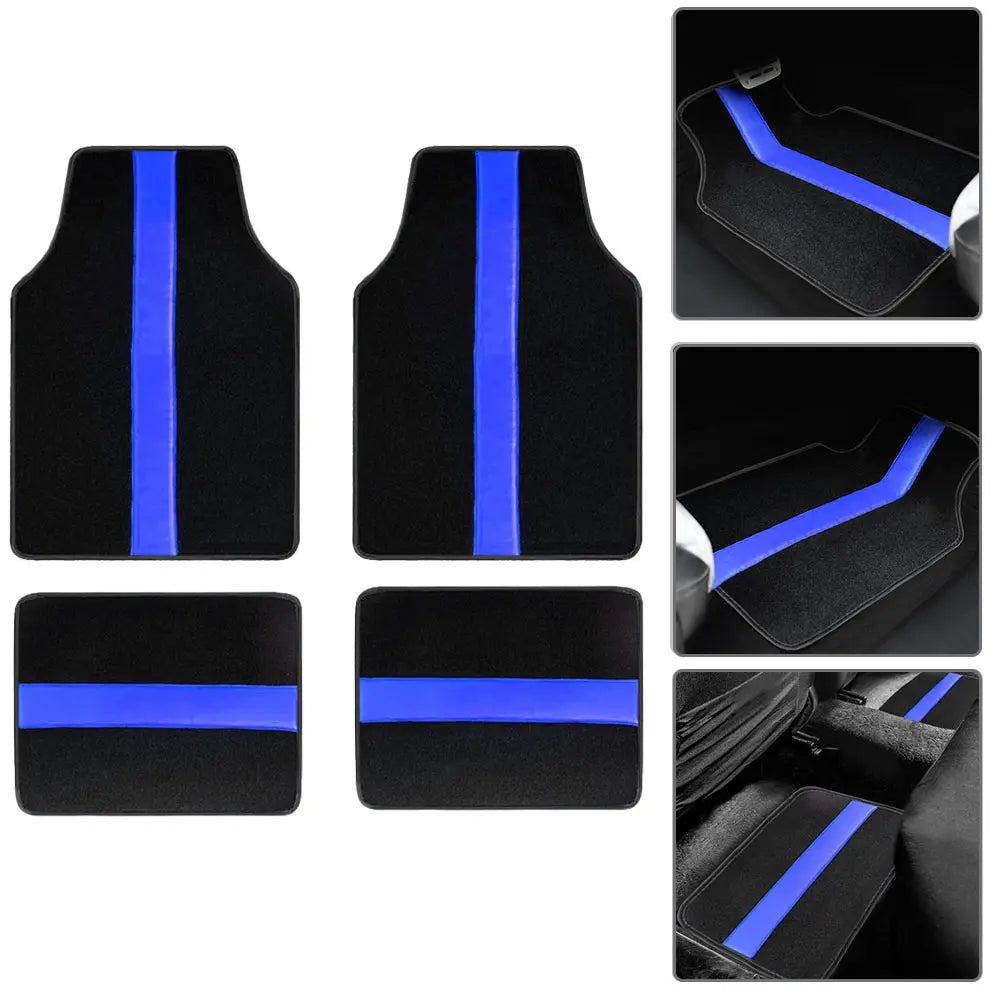 FanzyMarket 4-piece car floor mats set with suede-style synthetic carpet, anti-slip design for cars, SUVs, and vans.