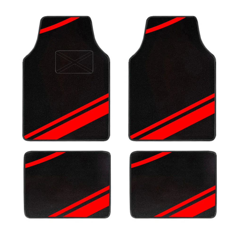 FanzyMarket 4-piece suede-style synthetic car floor mats set for cars, SUVs, vans, featuring anti-slip and easy-clean design.