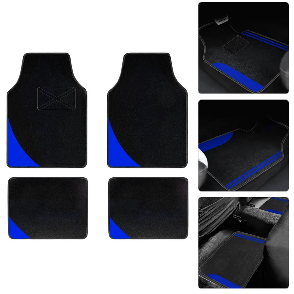 FanzyMarket 4-piece suede-style synthetic car floor mats set with anti-slip backing for cars, SUVs, and vans, easy to clean.