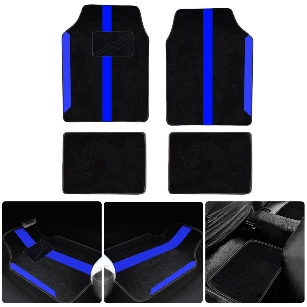 FanzyMarket 4-piece universal car floor mats set in suede-style synthetic carpet, with anti-slip backing for cars, SUVs, and vans.