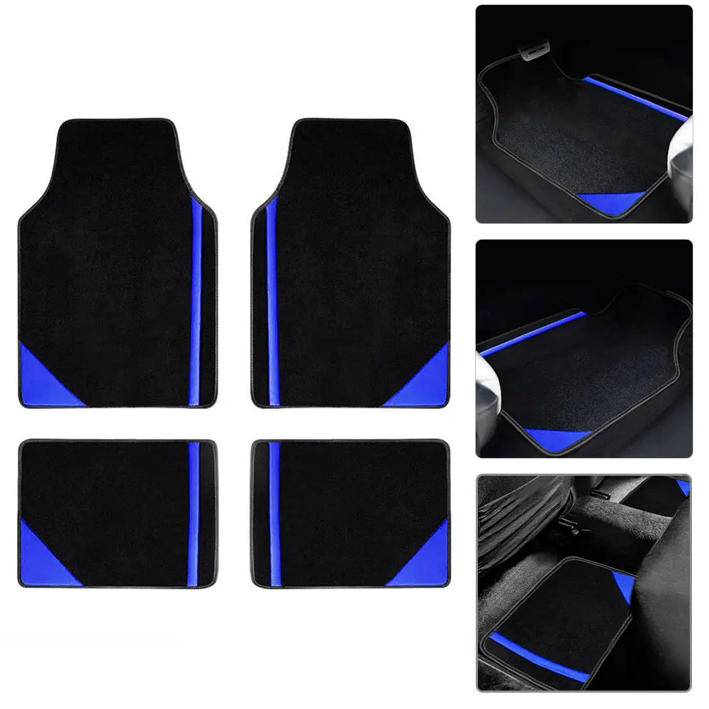 FanzyMarket 4-piece car floor mats set with pink suede-style synthetic carpet liners, anti-slip and easy to clean for cars, SUVs, and vans.