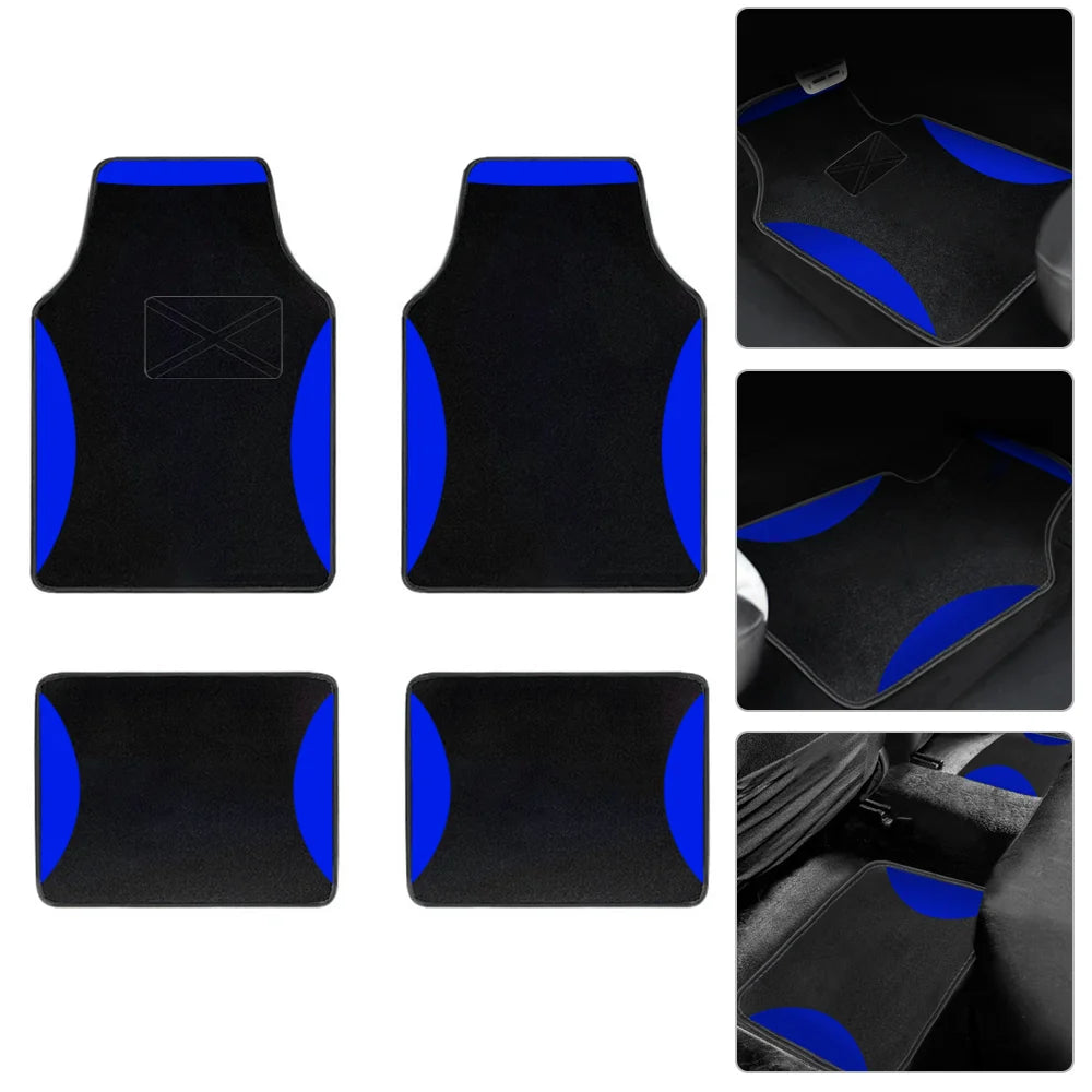 FanzyMarket 4-piece suede-style synthetic car floor mats set for cars, SUVs, and vans with anti-slip and easy-to-clean design.