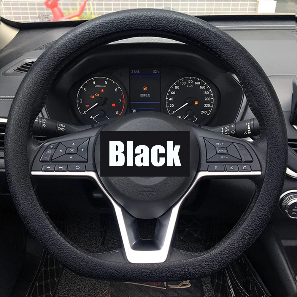 FanzyMarket universal silicone steering wheel cover in purple, elastic, non-slip grip fits 36-40 cm (14-16 in) car steering wheels.