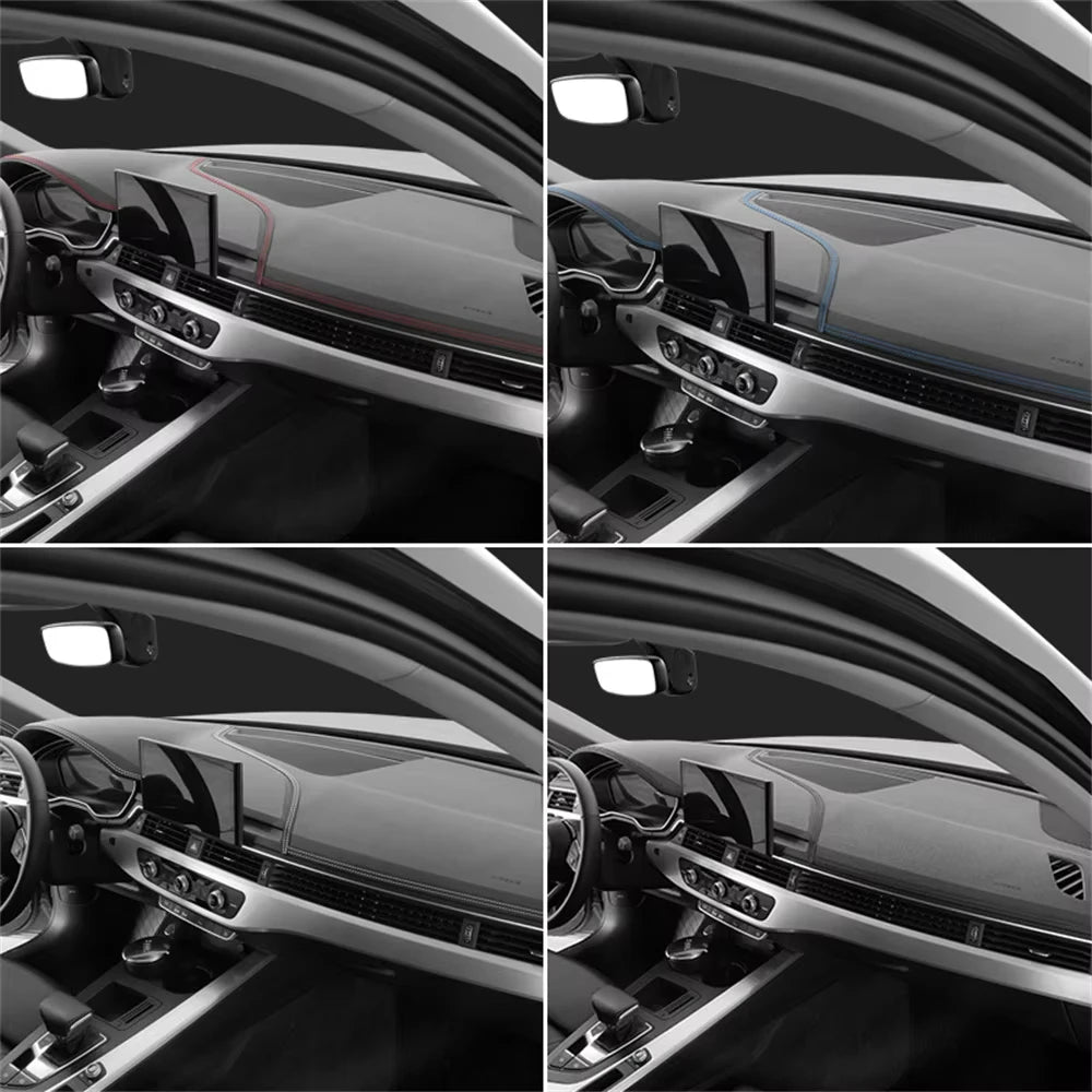 Red PU leather car trim braid, self-adhesive decorative strip for dashboard and door interior molding, universal fit.