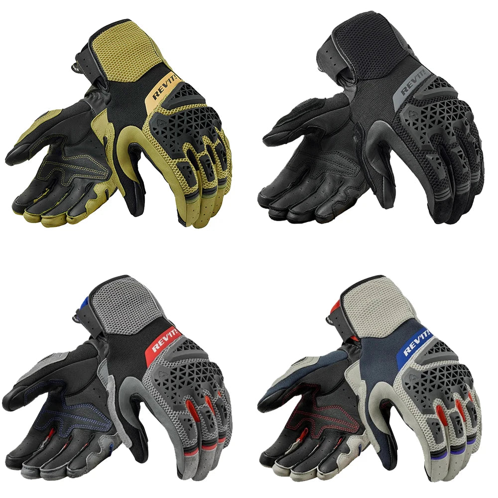 FanzyMarket men's leather mesh motorcycle gloves with touchscreen fingertips, knuckle protection, and padded palms for riding safety.