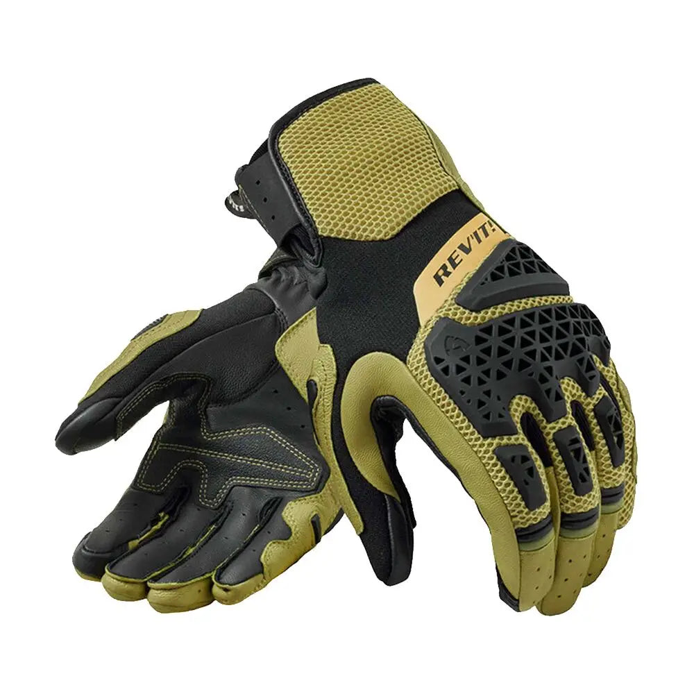 FanzyMarket men's leather mesh motorcycle gloves with touchscreen fingertips, full-finger design, knuckle and palm protection.