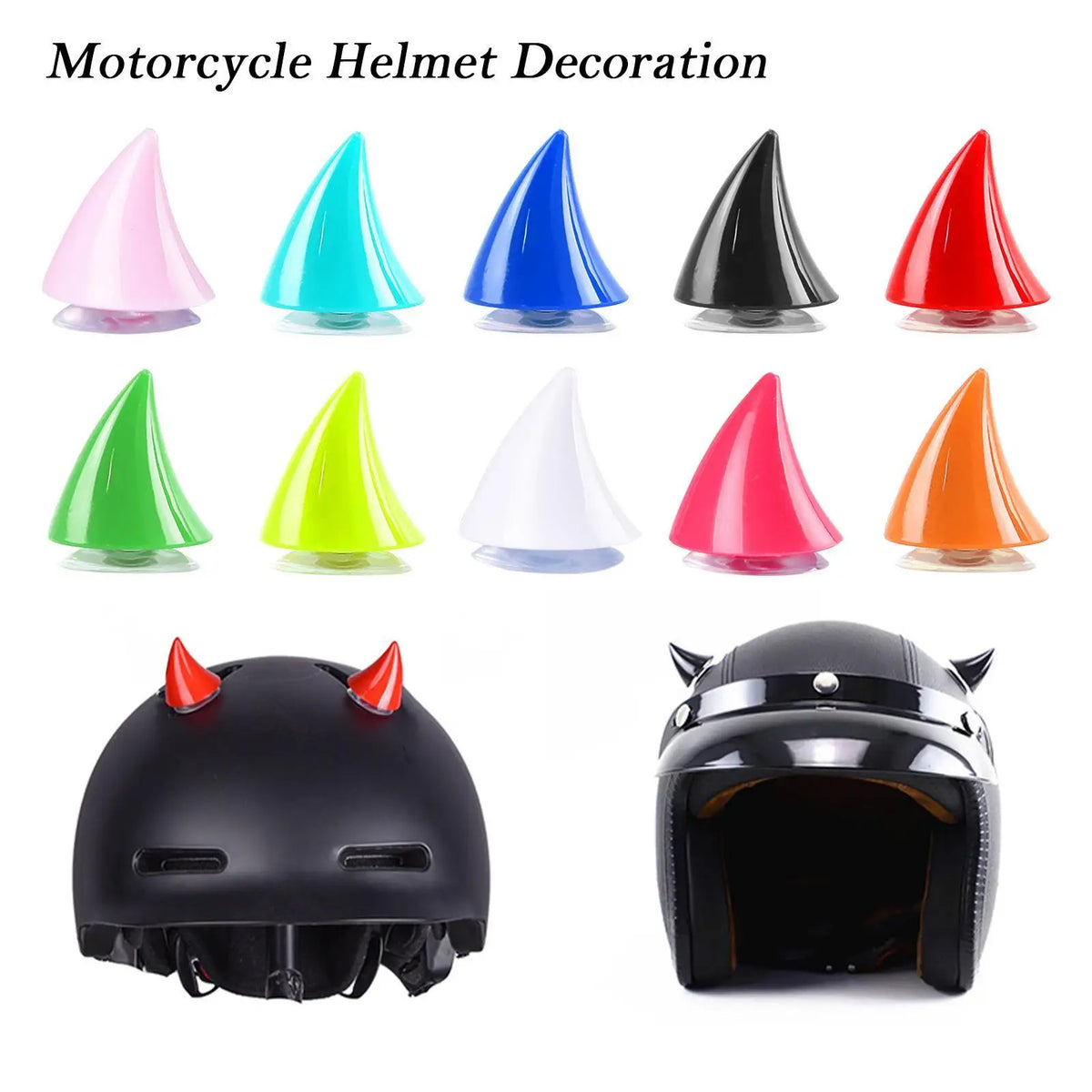 Pink devil horn helmet sticker for motorcycle, motocross, off-road, full-face, and electric bike helmets by FanzyMarket.