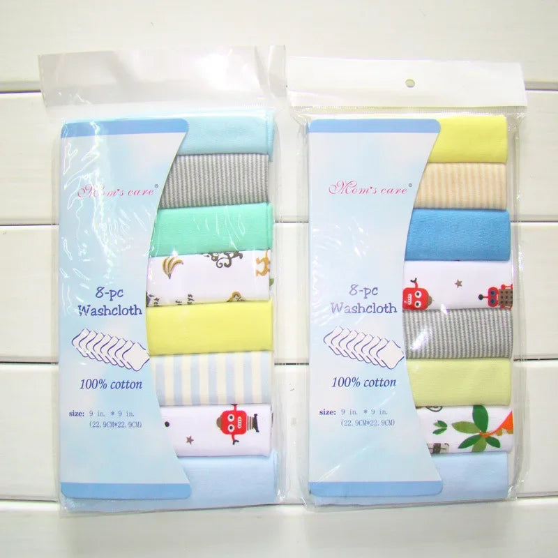 FanzyMarket cotton newborn baby towels set with burp cloths and washcloths, ideal for boys and girls, 5 or 8-pack, 22cm.